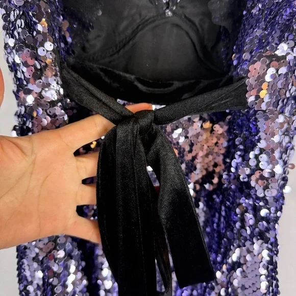 Free People Sequin Mini Dress in Purple and Black Size:6 - Picture 12 of 15
